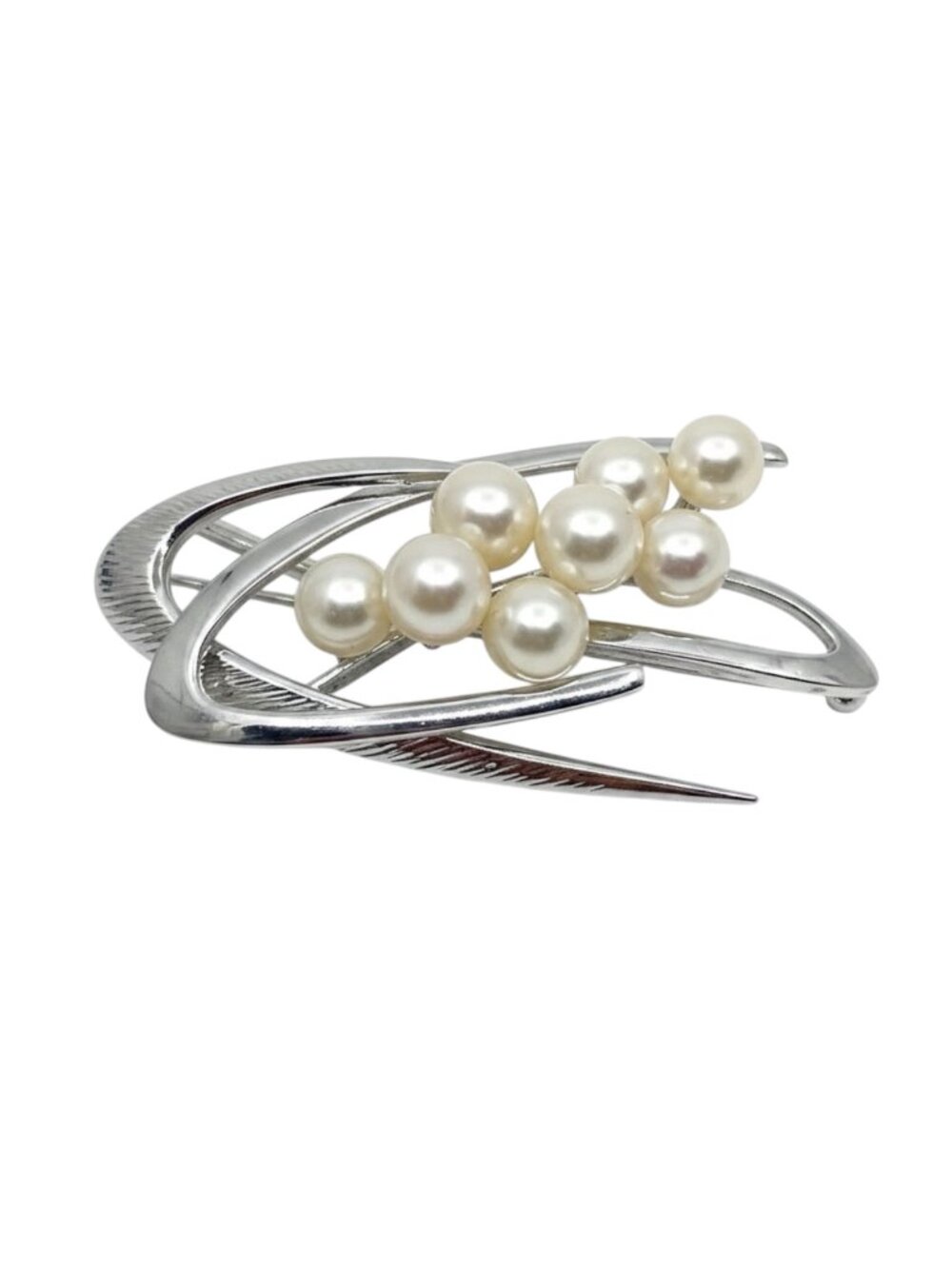 Vintage Mikimoto sterling silver 7mm Akoya Pearl brooch - GM1253